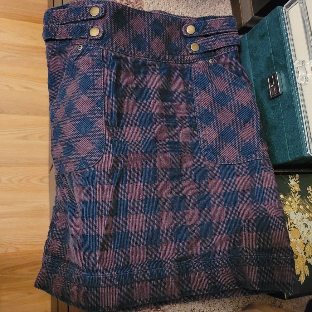 Retro Corduroy Plaid Skirt